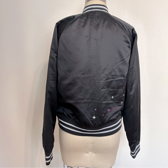 Vans Black Satin Bomber Jacket with Star Embroidery, Small - Picture 4 of 12